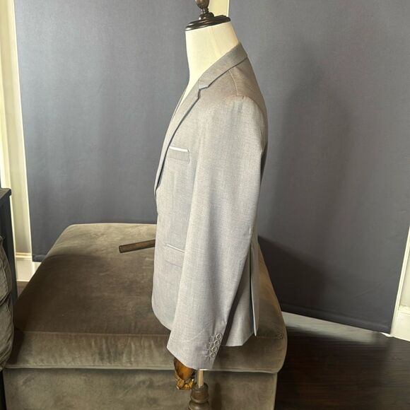 Men’s Gray Suit Jacket Blazer One Button Notched Lapel Size L (38) NWT - Picture 5 of 13